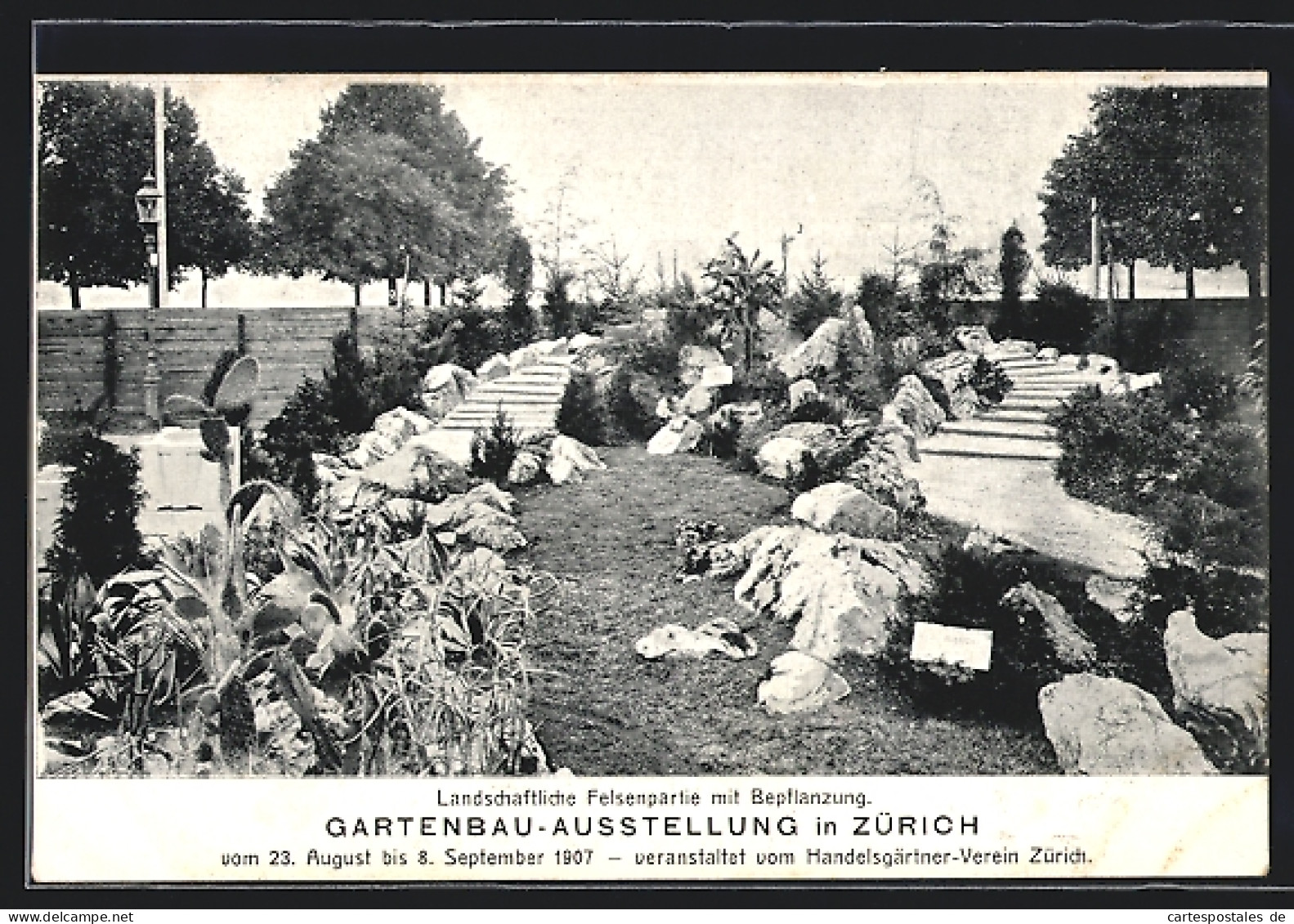 AK Zürich, Gartenbau-Ausstellung 1907, Landschaftliche Felsenpartie Mit Bepflanzung  - Expositions