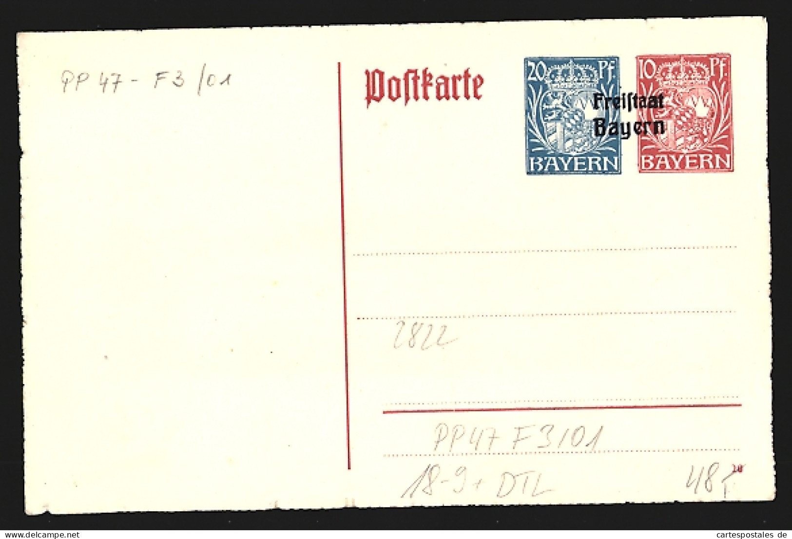 Lithographie Ganzsache Bayern PP47F3 /01: Bad-Bocklet, Panorama Mit Kirche  - Postkarten