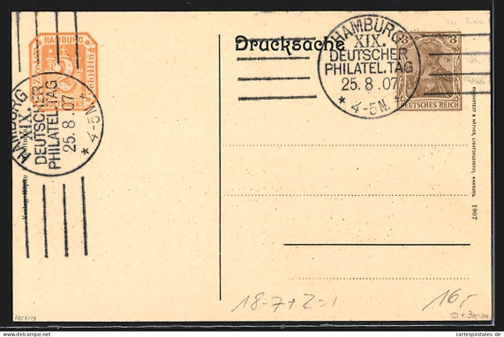 AK Hamburg, 19. Deutscher Philatelistentag Und 11. Bundestag Dt.-Österr. Philatelisten Vereine, Alsterlust, Ganzsache  - Timbres (représentations)