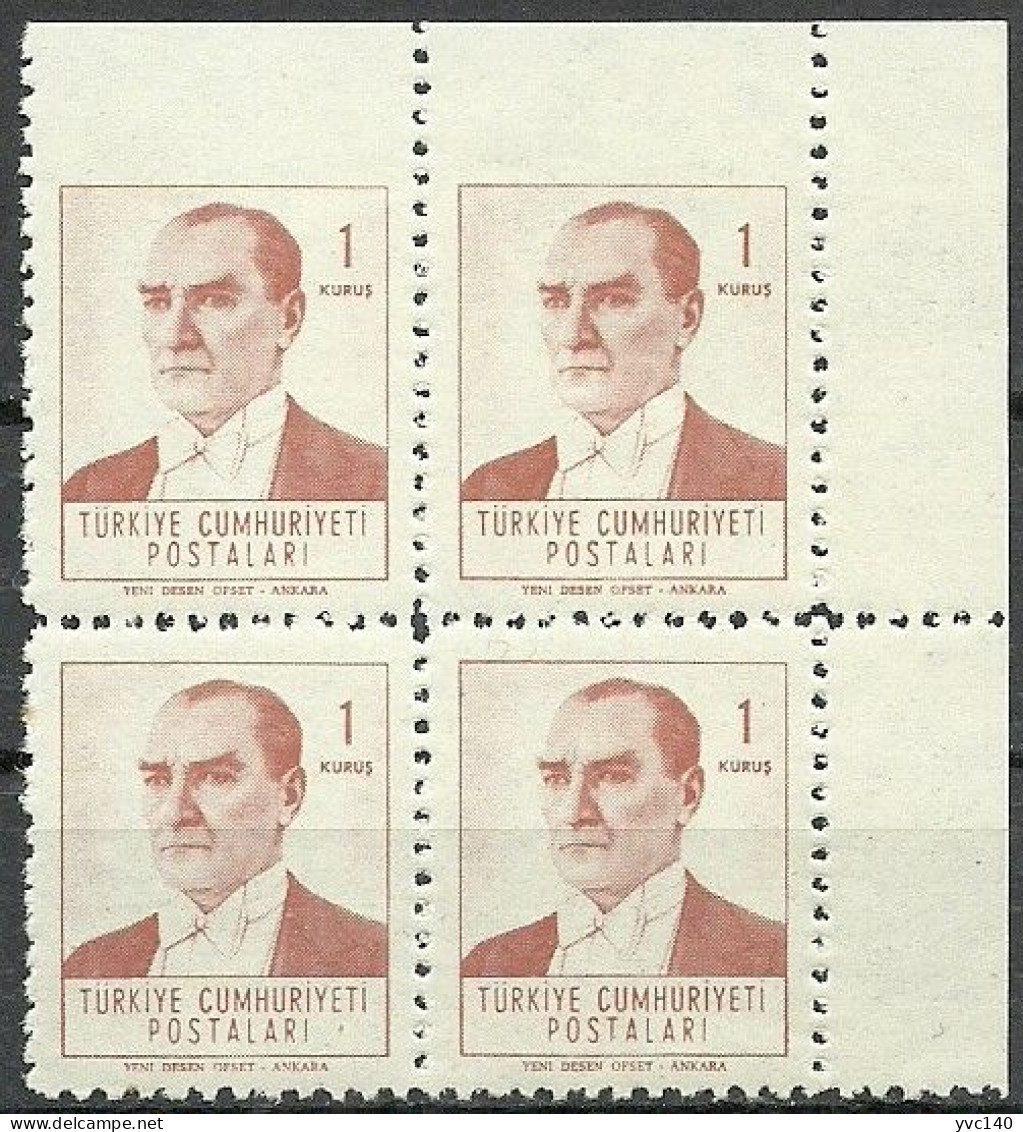 Turkey; 1961 Regular Stamp 1 K. ERROR "Imperf. Edge" - Unused Stamps