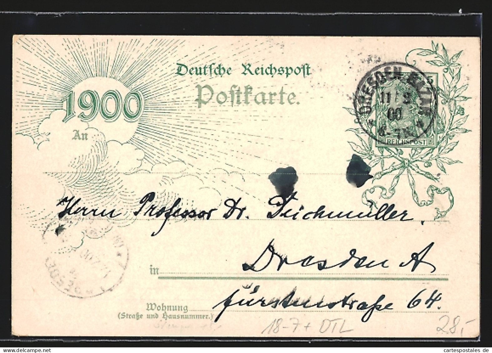 Lithographie Dresden, Bazar Für Die Leidende Kindheit 1900, Windmühle Am Ufer, Ganzsache  - Postcards