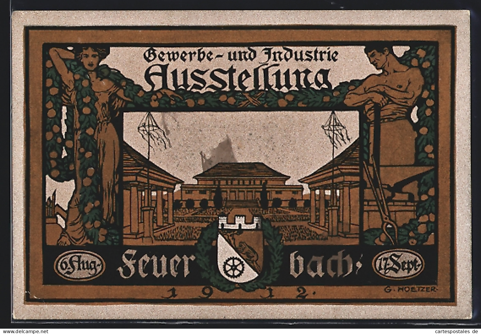 Künstler-AK Ganzsache PP27C157: Feuerbach, Gewerbe- Und Industrie-Ausstellung 1912  - Cartes Postales