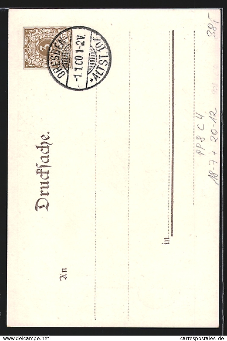 Lithographie Ganzsache PP8C4: Erinnerung An Die Jahrhundertwende 1899-1900, Engel  - Cartes Postales