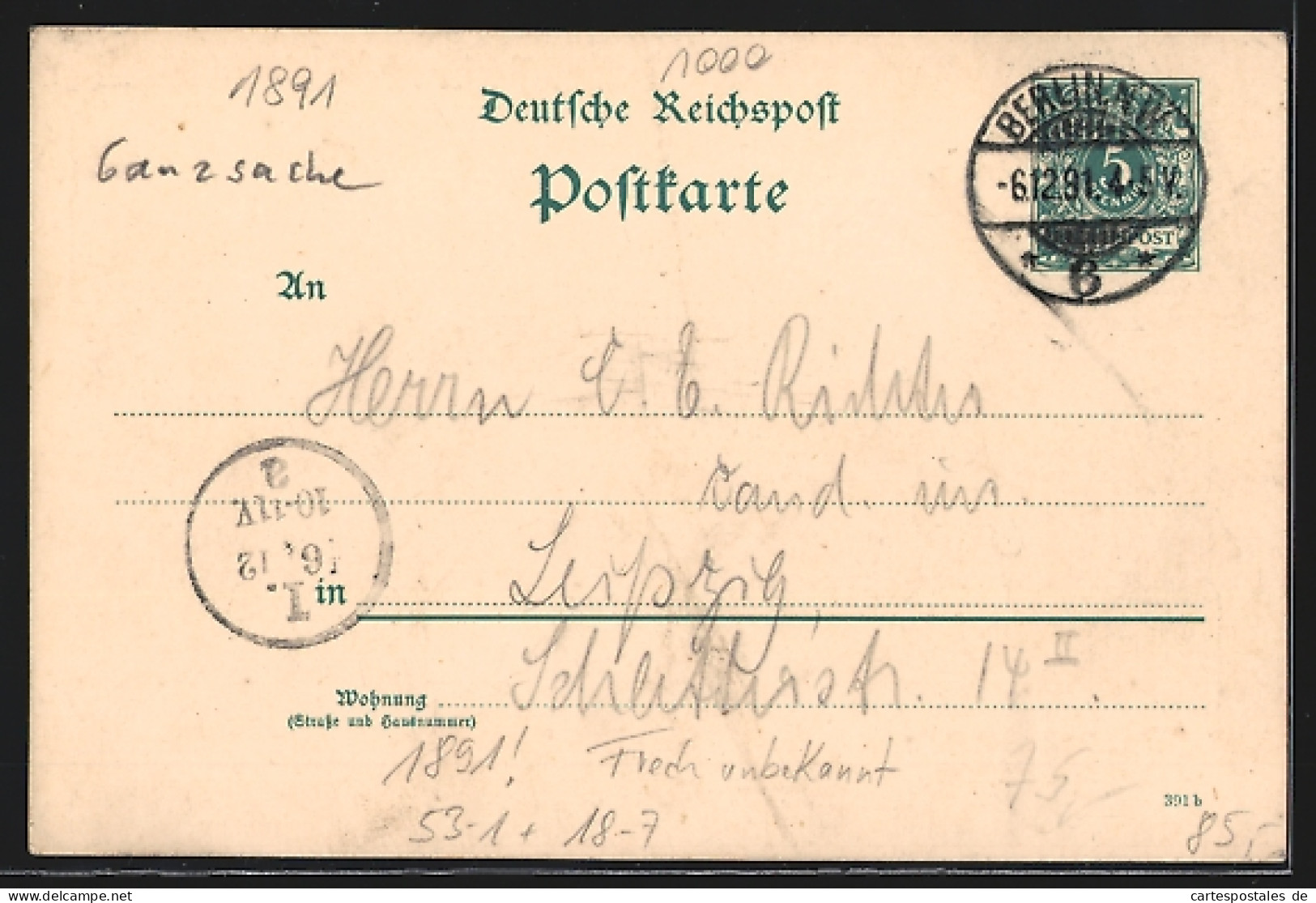 Vorläufer-Lithographie Ganzsache Frech Unbekannt: Berlin, 1891, Gasthaus Pschorr-Bräu-Garten, Karlstrasse 29, Sieges  - Cartes Postales