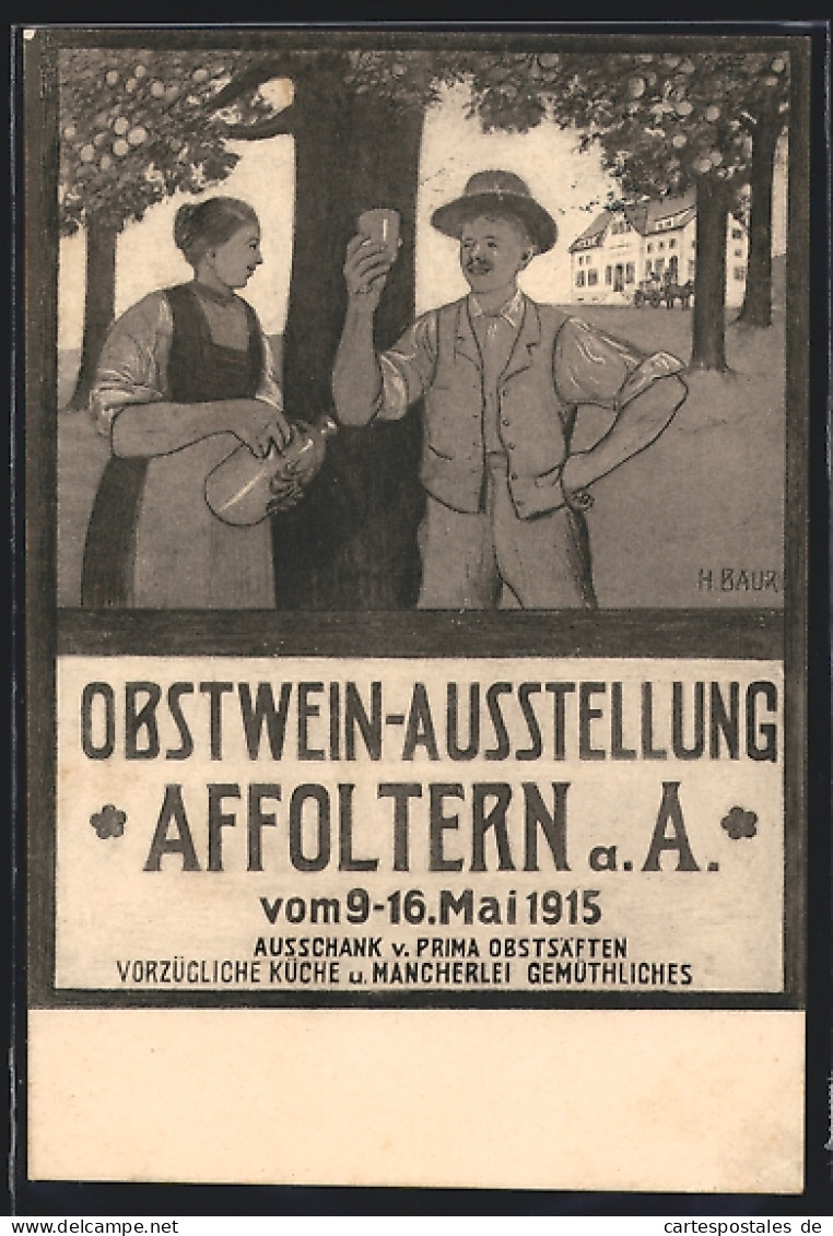 Künstler-AK Affoltern A. A., Obstwein-Ausstellung 1915  - Autres & Non Classés