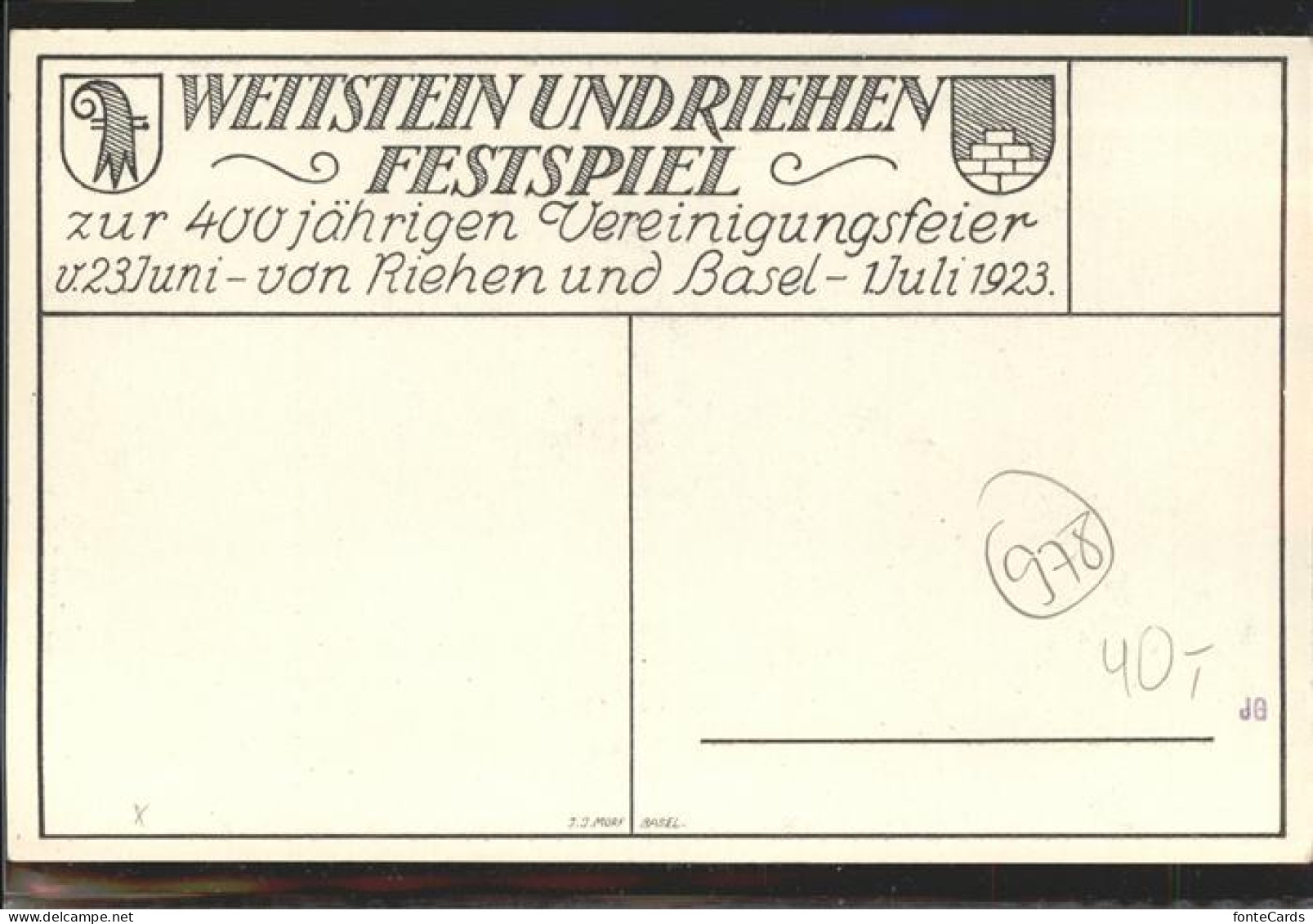 11097184 Riehen Wettstein, Riehen Festpiel Basel - Autres & Non Classés