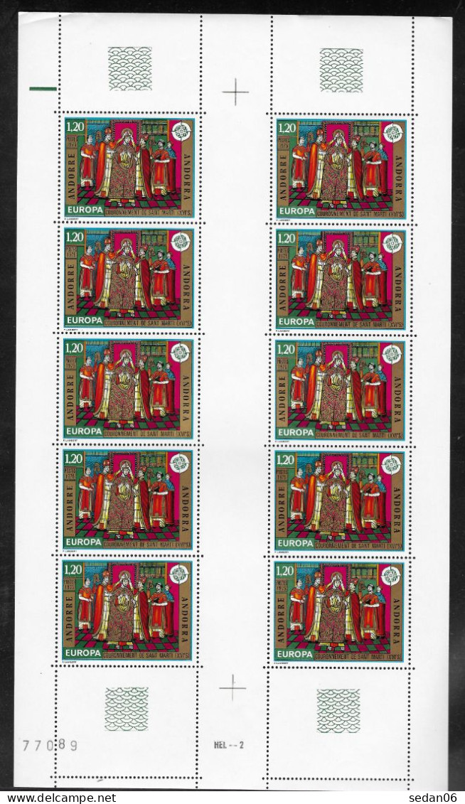 ANDORRE FRANCAIS N°244** En Feuille De 10 Timbres - Cote 100.00 € - Unused Stamps