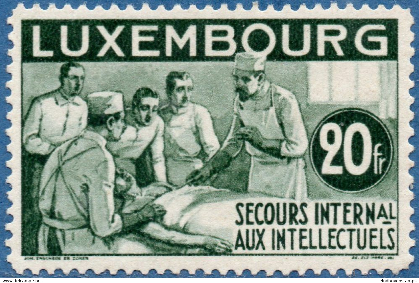 Luxemburg 1935 20 Fr, Surgeon At Operating Room With Patient, International Aid Emigrated Scientists 1 Value MNH - Medicine