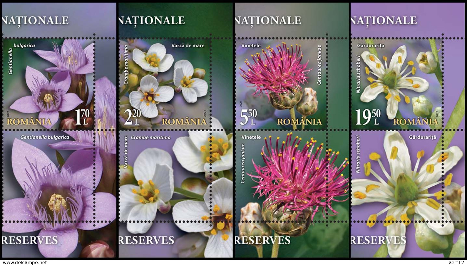 2021, Romania , Flora Of National Nature Reserves, Flowers, Plants, MNH(**), LPMP 2318 (1)-2318 (4) - Neufs