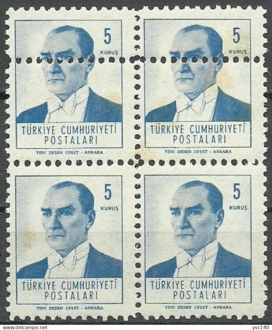 Turkey; 1961 Regular Stamp 5 K. ERROR "Double Perf." - Unused Stamps