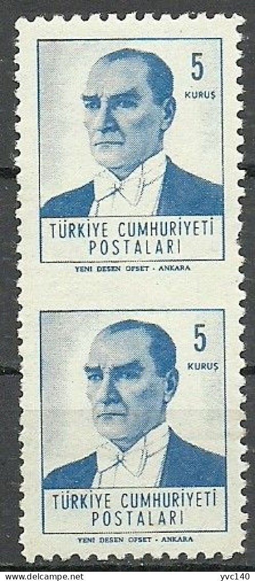 Turkey; 1961 Regular Stamp 5 K. ERROR "Partially Imperf." - Neufs