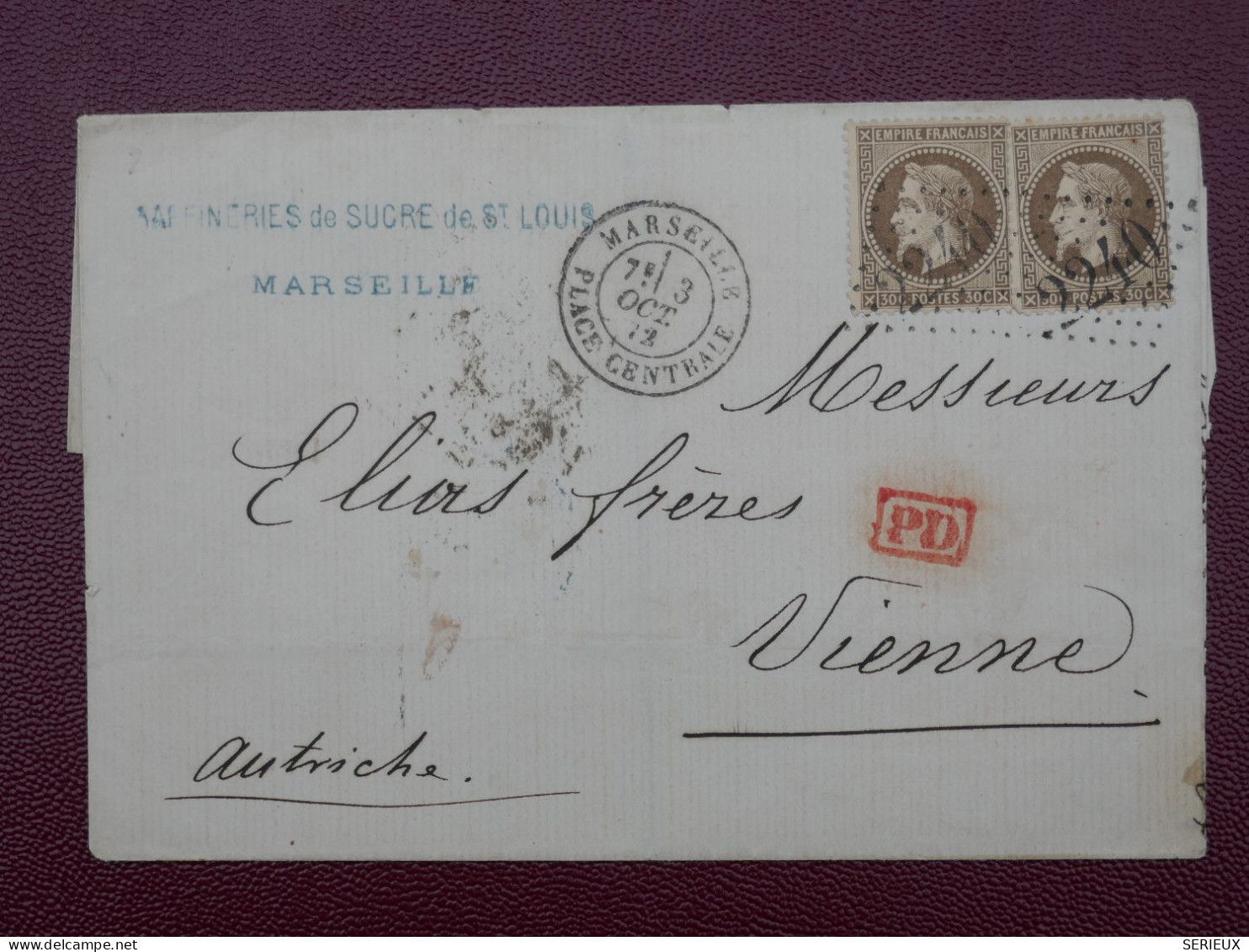 FRANCE    LETTRE  RR  1872  MARSEILLE A VIENNE AUTRICHE  ++AFF. INTERESSANT+DP5 + - 1849-1876: Période Classique