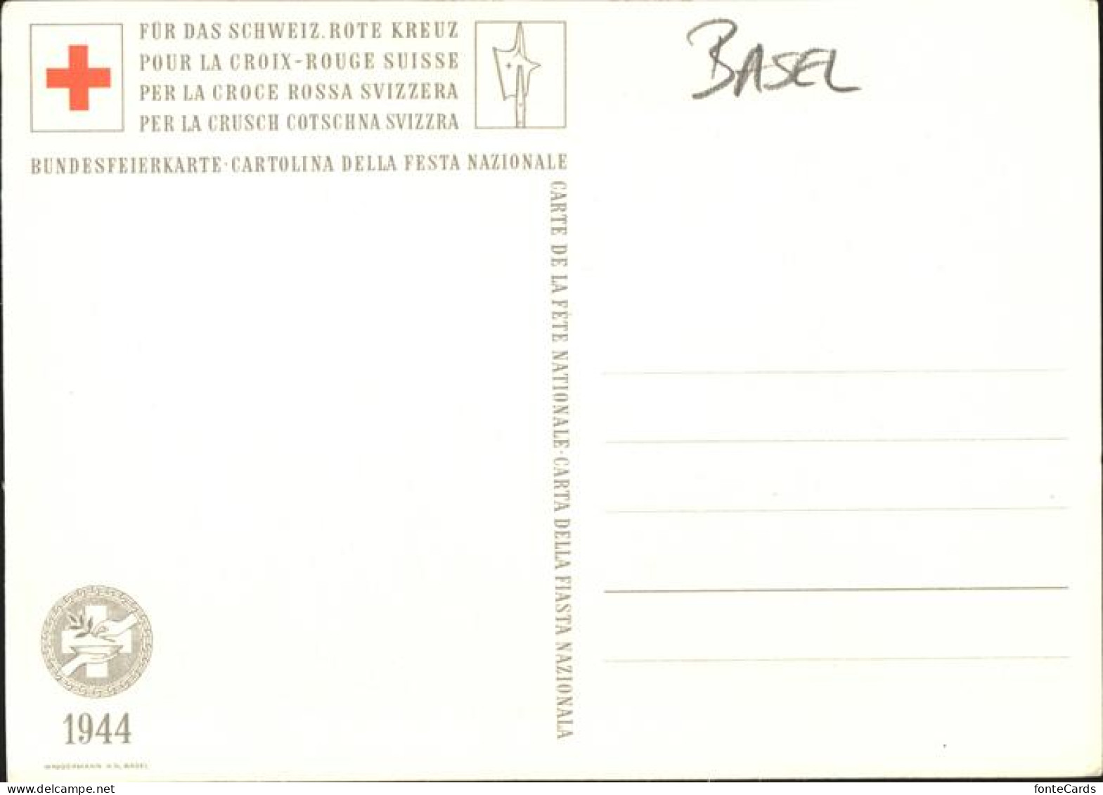 11092865 Basel_BS Rotes Kreuz
Bundesfeierkarte 1944 - Autres & Non Classés