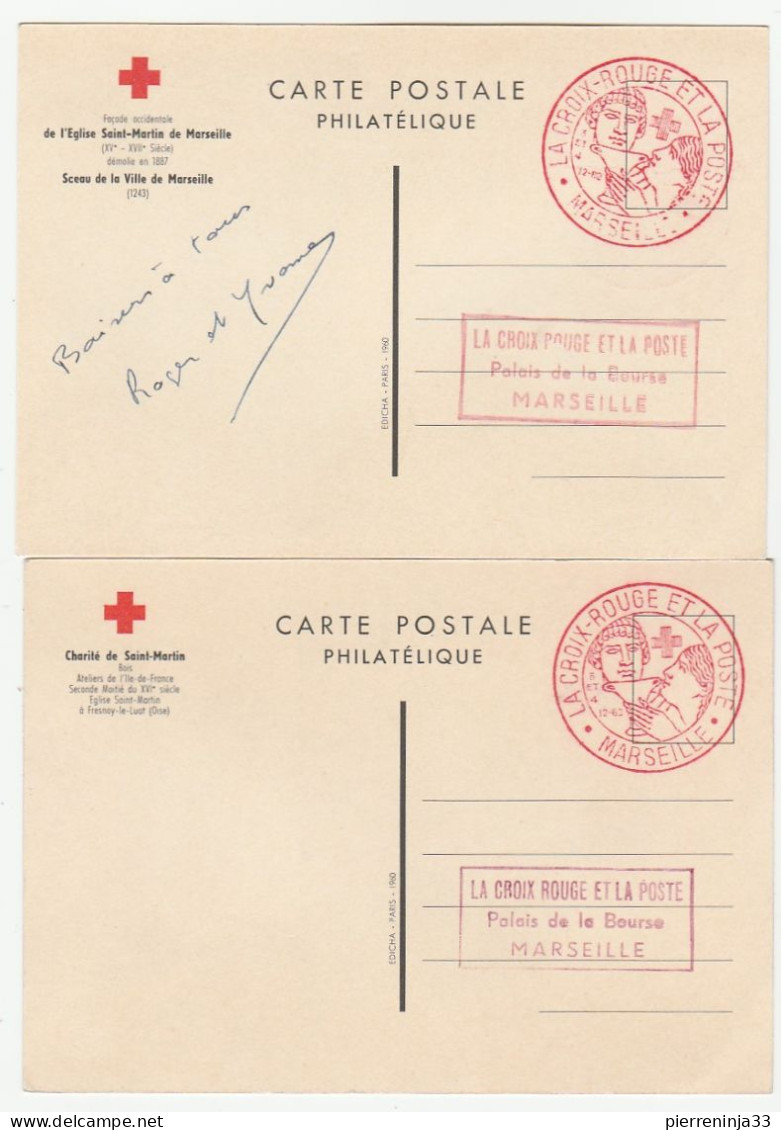 Lot 2 Cartes Croix Rouge, 1960 - Lettres & Documents