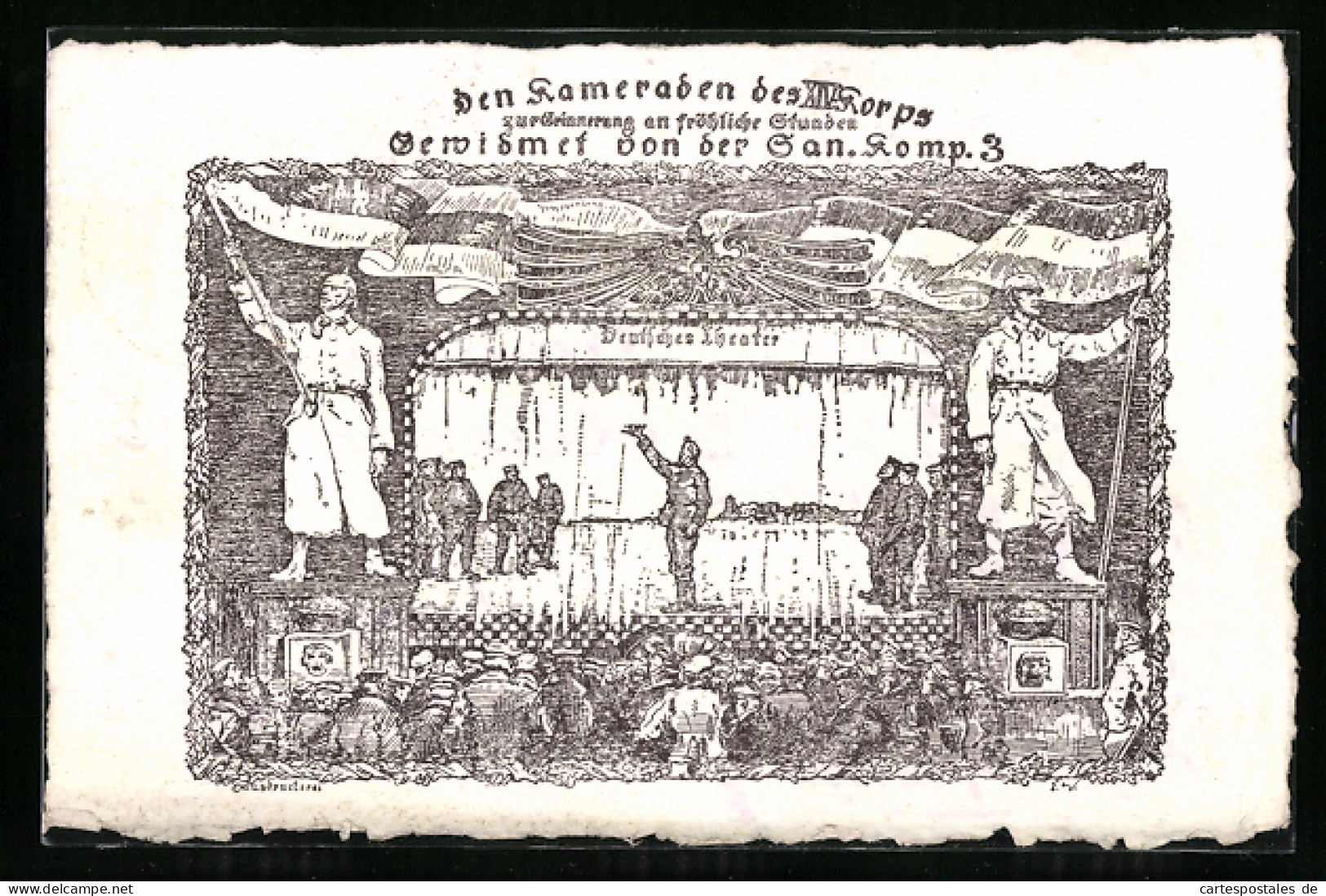 AK Widmung Der San. Komp. 3 An Den XIV. Korps Mit Deutschem Theater  - Regimenten