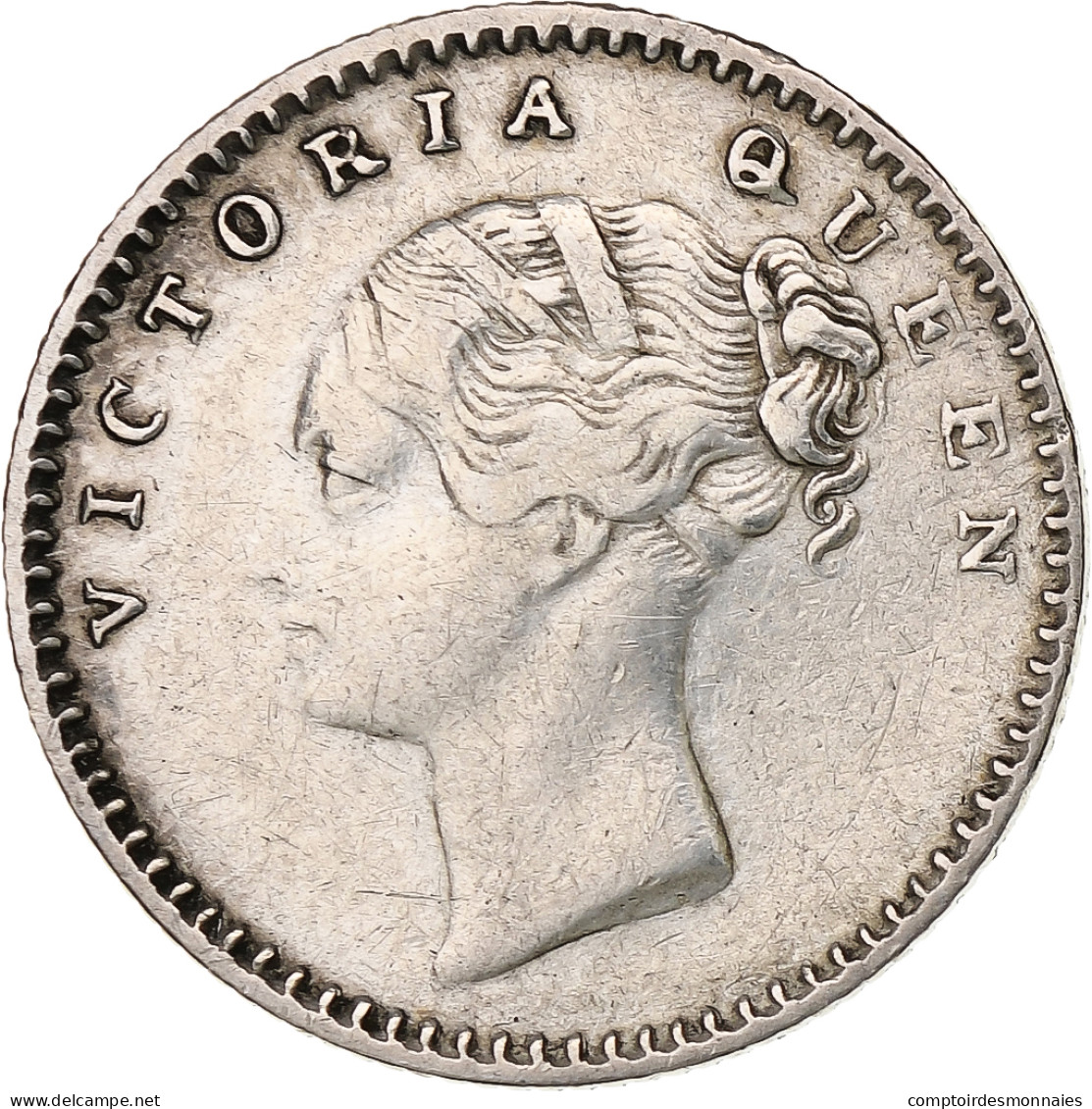 Inde Britannique, Victoria, 1/4 Rupee, 1840, Bombay, Argent, TB+, KM:453.1 - Colonies