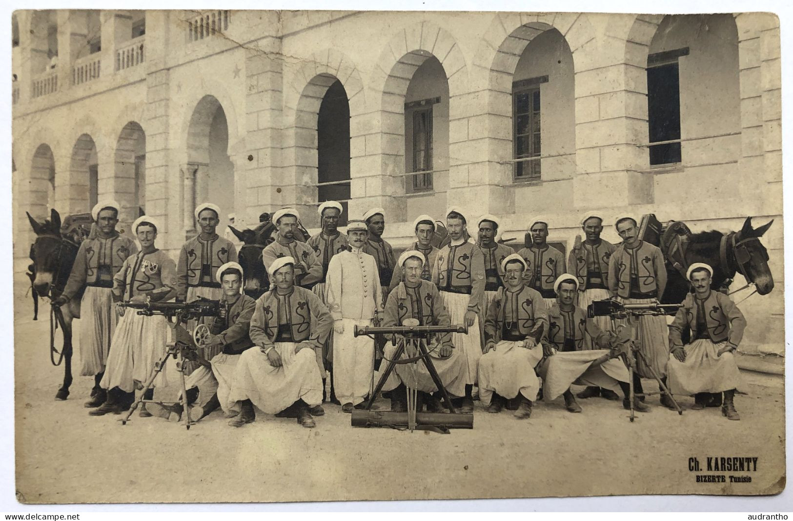 Belle Carte Photo - 4e Régiment De Tirailleurs Algériens - Mitrailleuses - 14 Juillet 1911 à Bizerte - Karsenty - Guerre, Militaire