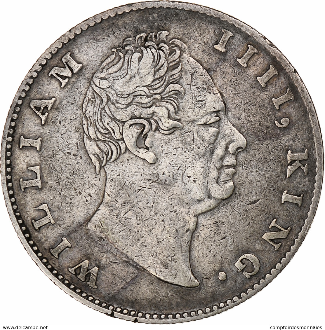 Inde Britannique, William IV, Rupee, 1835, Calcutta, Argent, TTB, KM:450.3 - Colonies