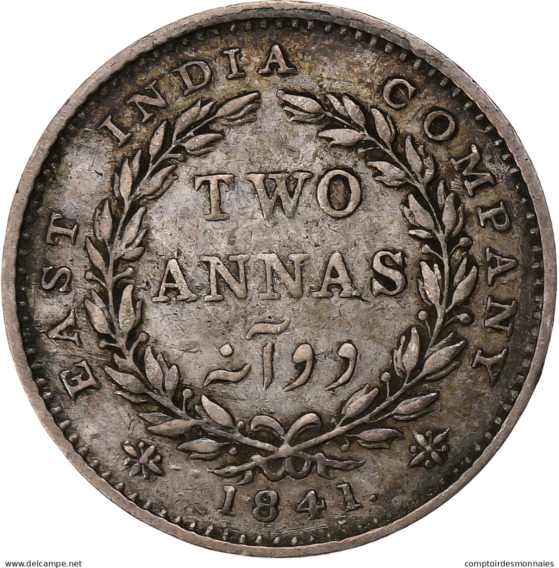 Inde Britannique, Victoria, 2 Annas, 1841, Bombay, Argent, TB+, KM:459 - Kolonien