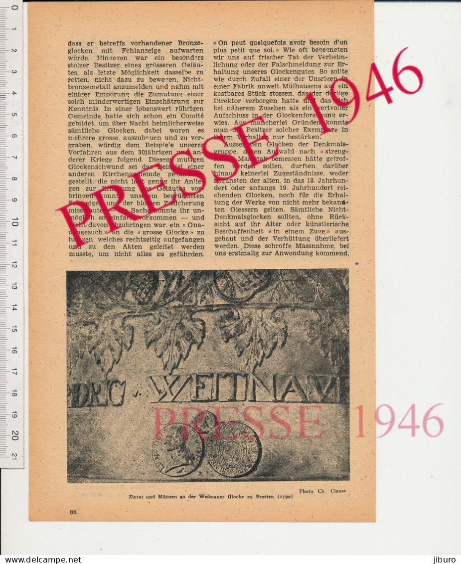 5 Vues 1946 Glocken Cloches église Cloche Alsace Fröninger Glocke Bretten Mülhausen + Garage Joseph Schwer Mulhouse - Non Classés