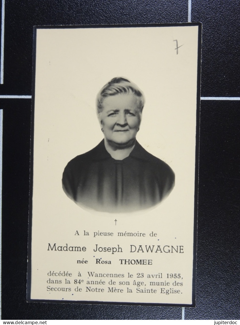 Rosa Thomée épse Dawagne Wancennes 1955 à 84 Ans  /7/ - Devotieprenten