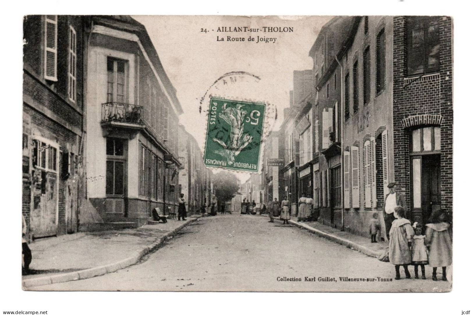 89 AILLANT SUR THOLON La Route De Joigny N° 24 - Coll. Karl Guillot - Café - Charcuterie Humbert - Animée - Aillant Sur Tholon