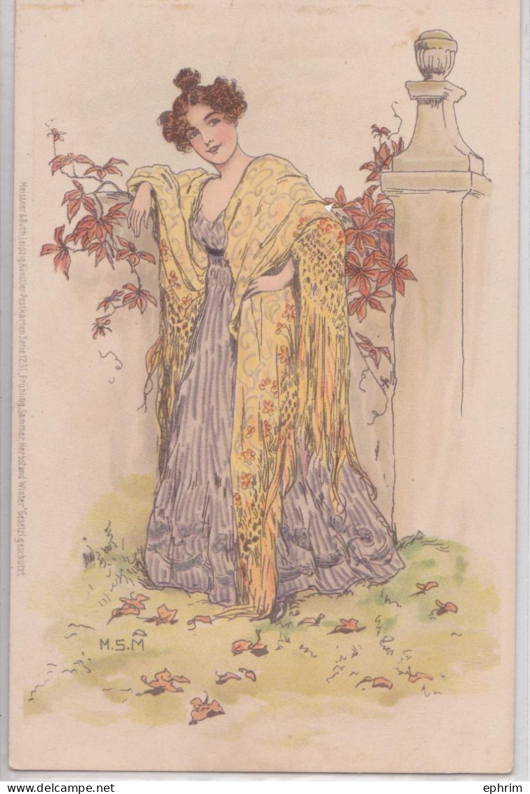 Illustrateur M.S.M. Femme Au Challe Art Nouveau Meissner Leipzig - Unclassified