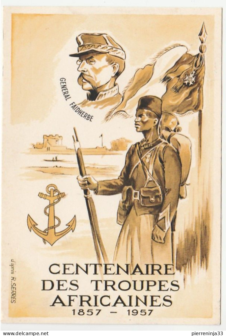 Carte AOF Centenaire Des Troupes Africaines, Sénégal/St Louis, 1957 - Lettres & Documents