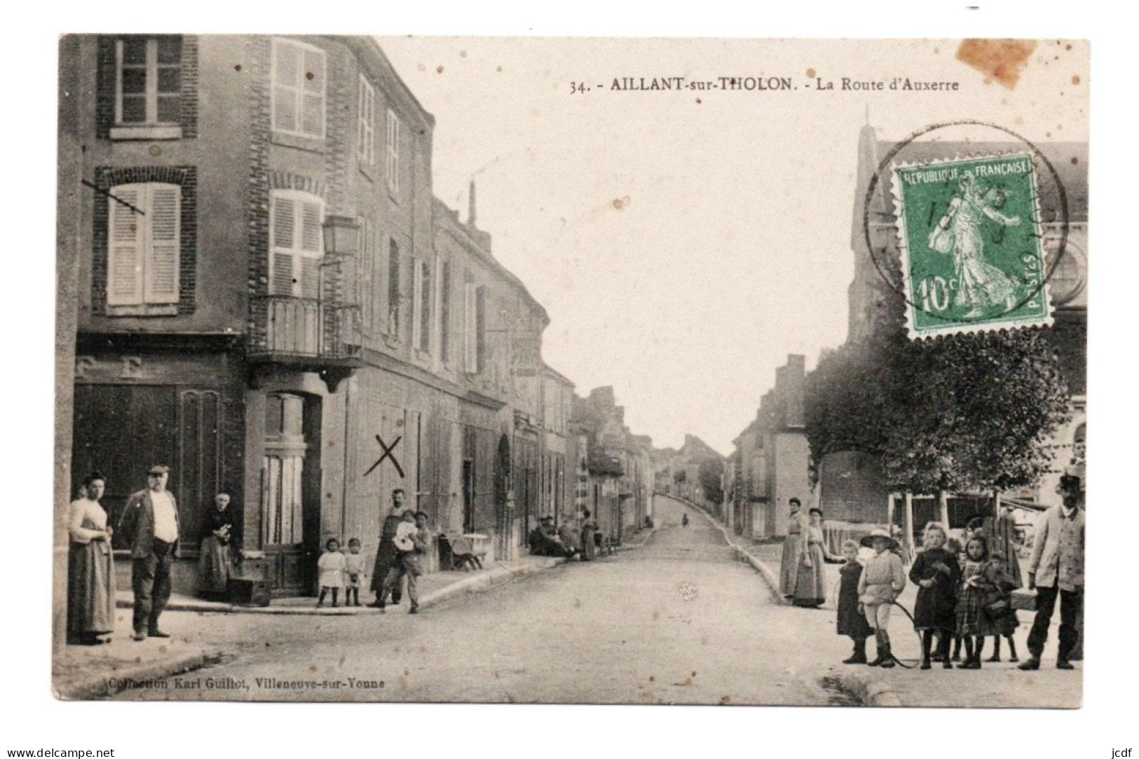89 AILLANT SUR THOLON La Route D'Auxerre N° 34 - Coll. Karl Guillot 1923 - Bien Animée - Aillant Sur Tholon