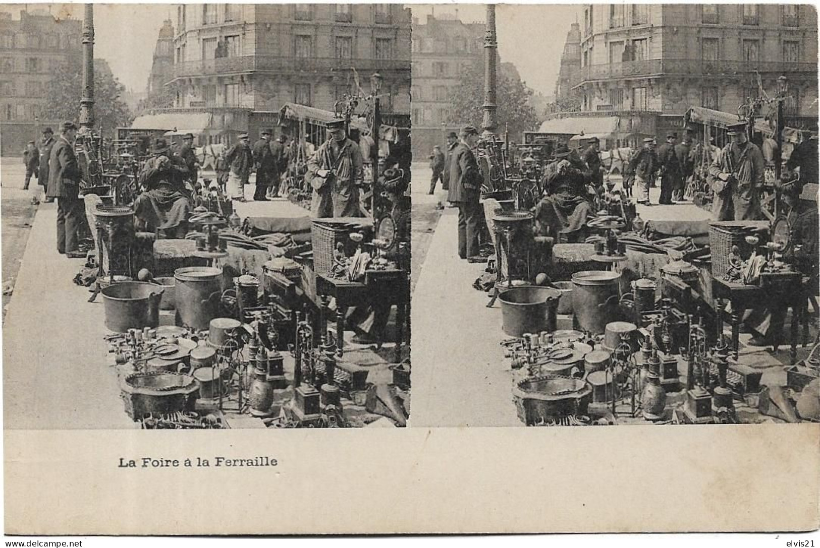 Carte Stéréoscopique PARIS La Foire à La Ferraille - Stereoscope Cards