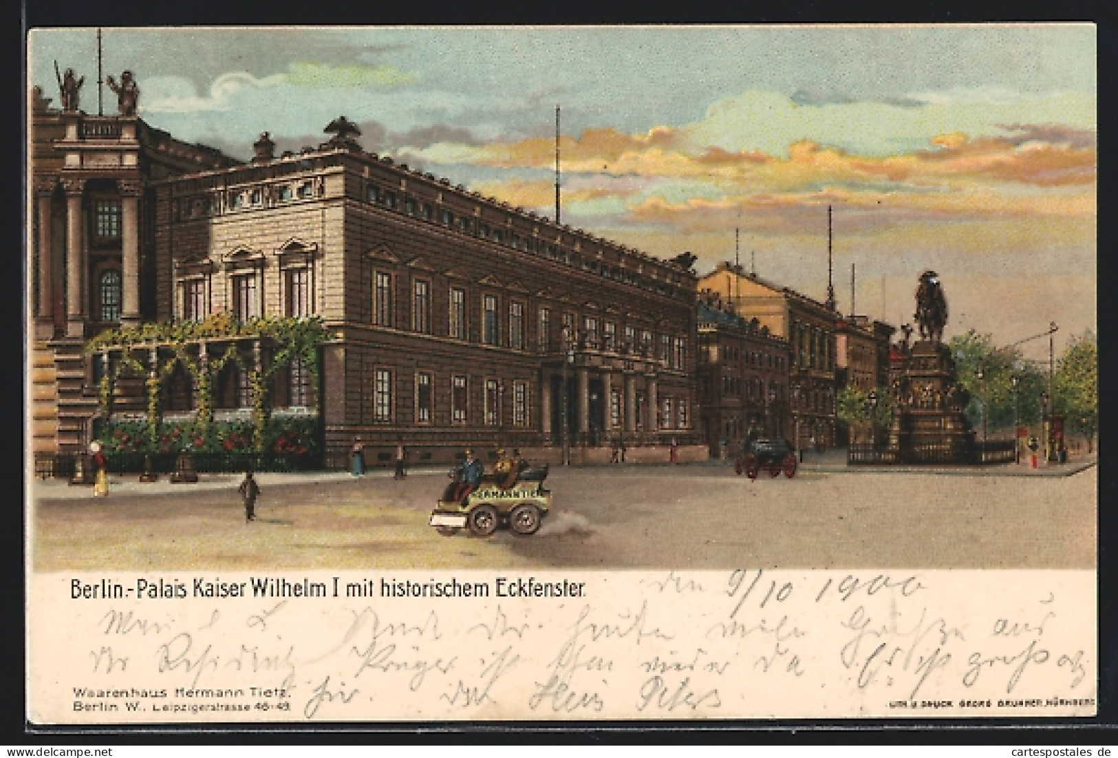 Lithographie Berlin, Palais Kaiser Wilhelm I. Mit Hirstorischem Eckfenster  - Mitte