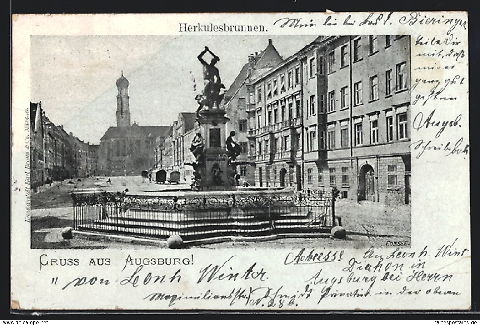 AK Augsburg, Partie Am Herkulesbrunnen  - Augsburg