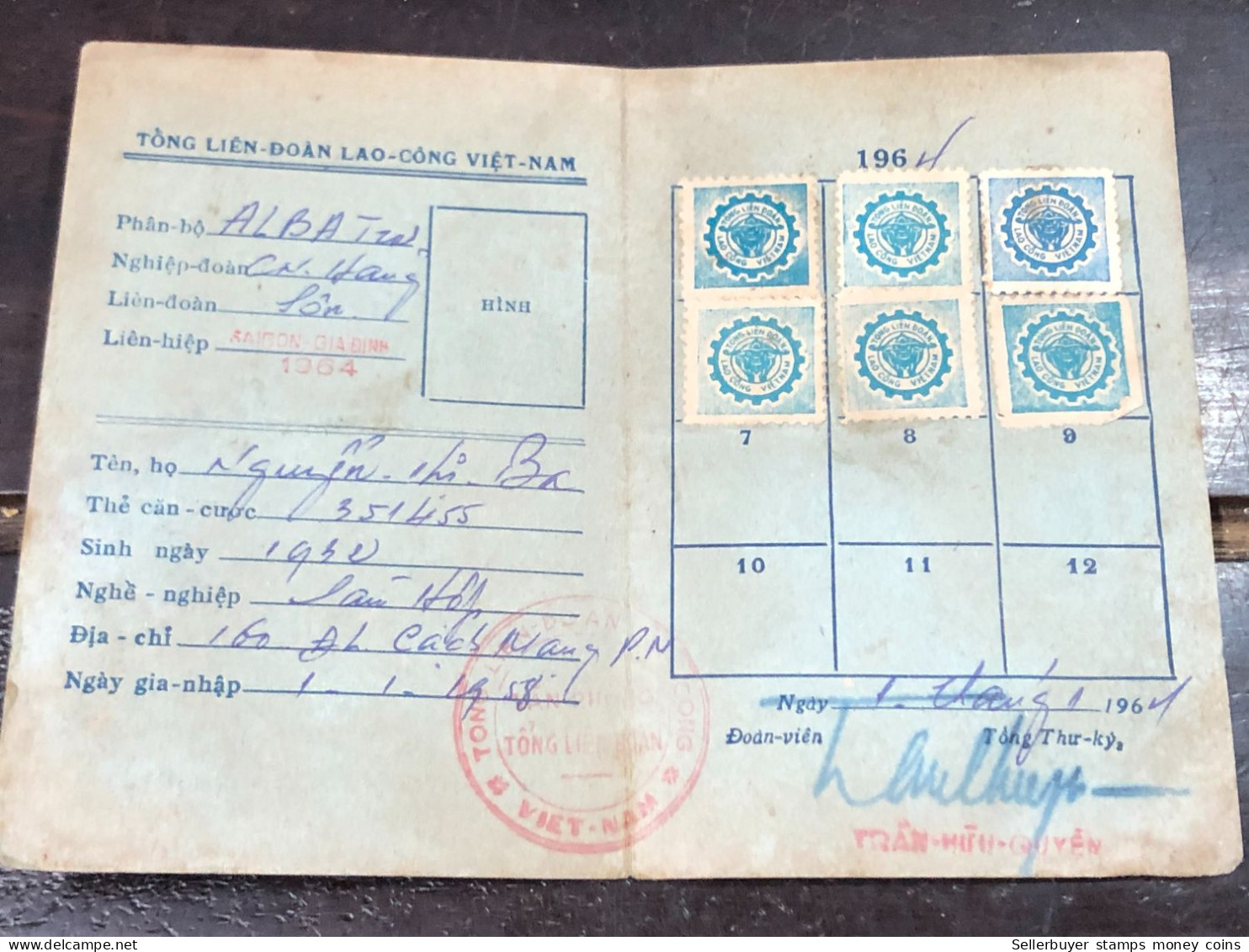 Viet Nam PAPER Blood Donation Book Before 1961 Have Wedge  QUALITY: GOOD 1-PCS - Collections