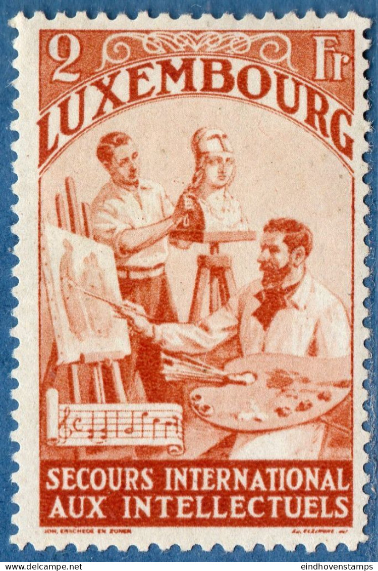 Luxemburg 1935 2 Fr Artisans, Sculptor, Paintor, Music Line, International Aid Emigrated Scientists 1 Value MH - Autres & Non Classés