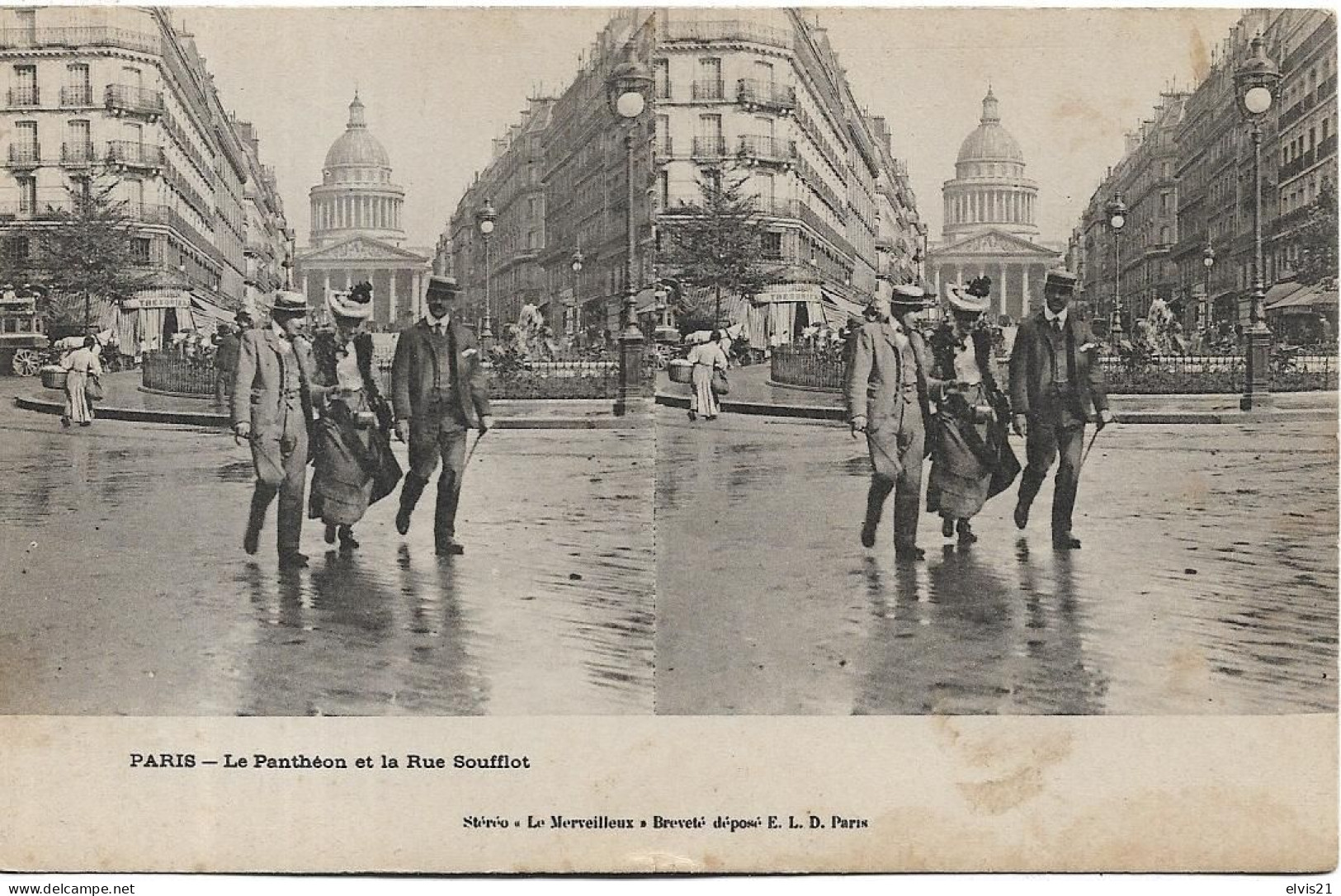 Carte Stéréoscopique PARIS Le Panthéon Et La Rue Soufflot - Cartes Stéréoscopiques