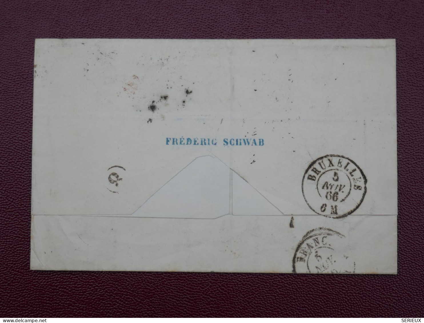 FRANCE   BELLE  LETTRE RR  1866 ETOILE DE PARIS N°2  A  BRUXELLES  BELGIQUE +AFF. INTERESSANT+DP5 - 1849-1876: Période Classique