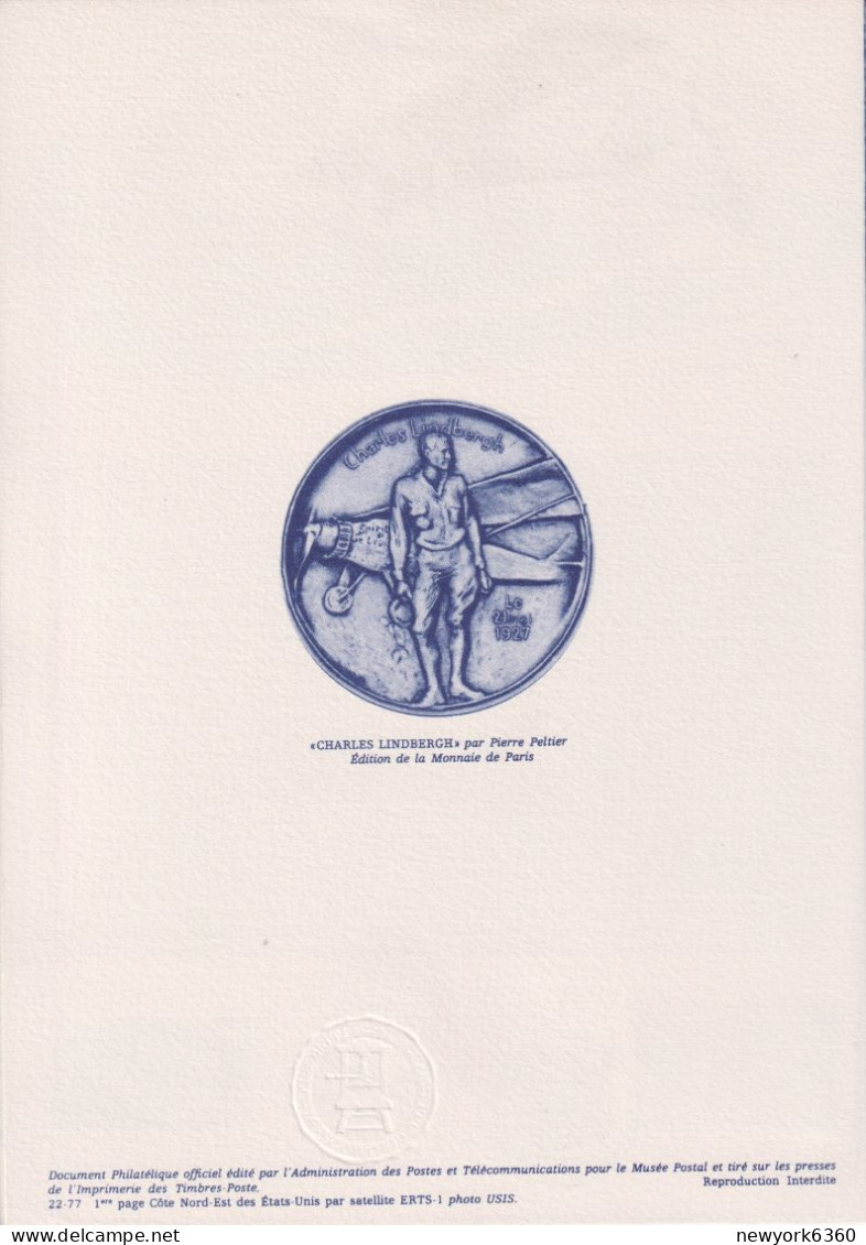 1977 FRANCE Document De La Poste Traversée De L'atlantique Nord N° PA 50 - Documents Of Postal Services