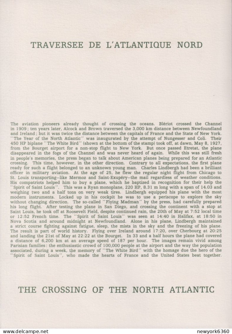 1977 FRANCE Document De La Poste Traversée De L'atlantique Nord N° PA 50 - Documents Of Postal Services