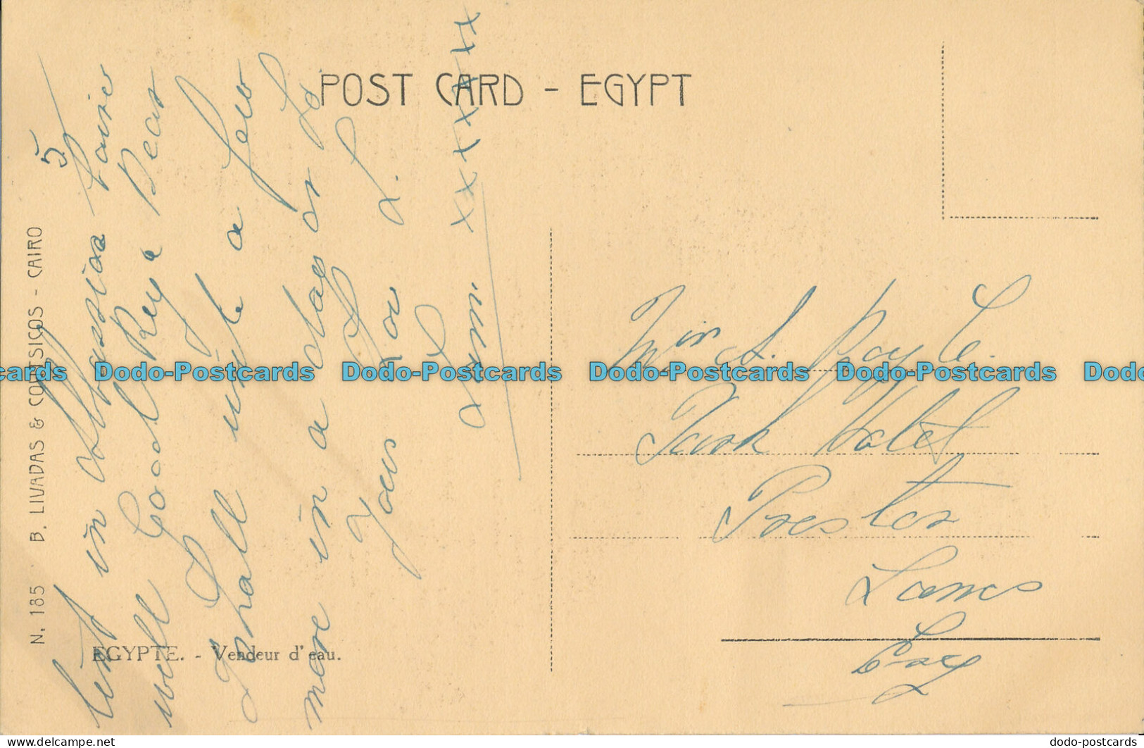 R009894 Egypt. Water Seller. B. Livadas And Coutsicos. No 185 - Monde