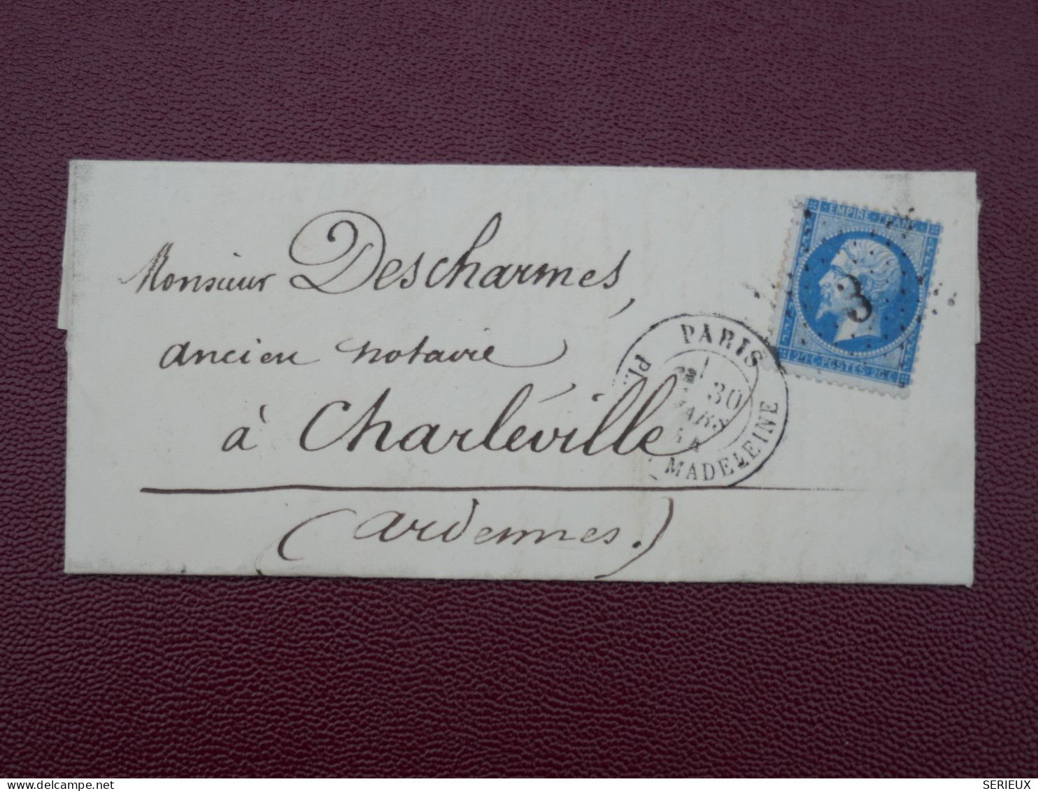 FRANCE   BELLE  LETTRE RR  1864 ETOILE DE PARIS N°3  A CHARLEVILLE +N°22++ AFF. INTERESSANT+DP5 - 1849-1876: Période Classique