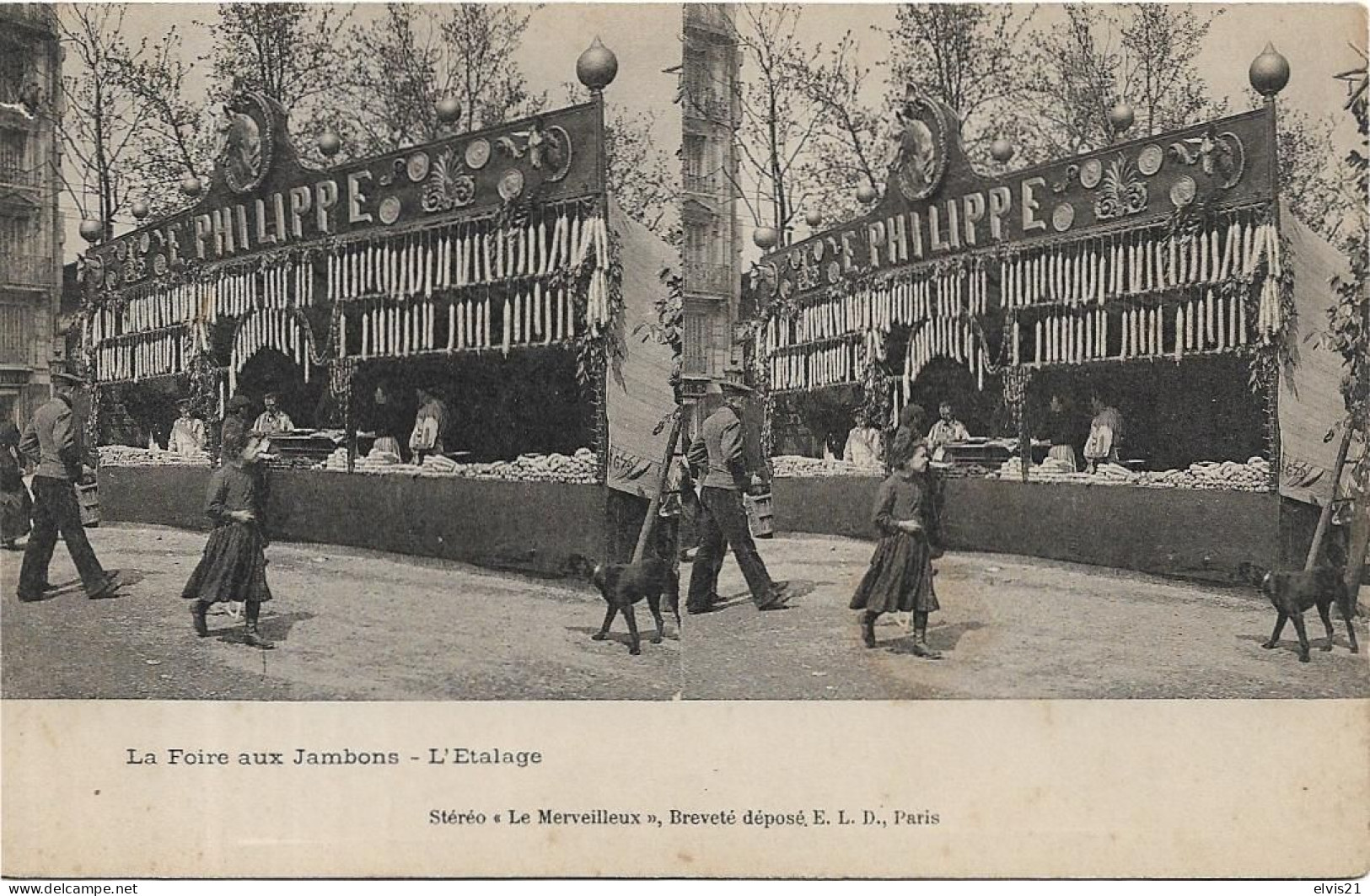 Carte Stéréoscopique PARIS La Foire Aux Jambons. L' Etalage - Cartes Stéréoscopiques