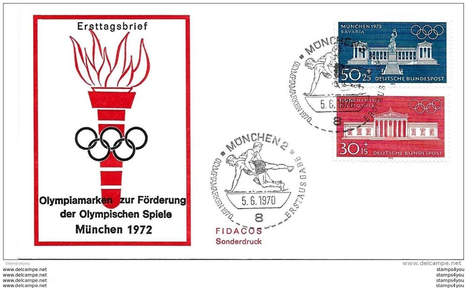 118 - 67 - Enveloppe Allemande - Timbres Olympiques - Oblit Spéciale De München 1970 - Sommer 1972: München