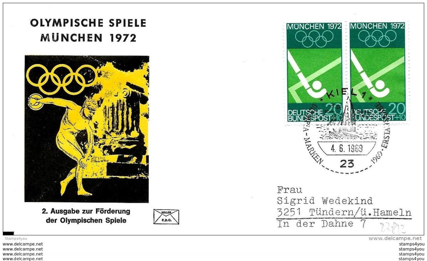 118 - 68/69 -  4 Enveloppes Allemandes - Timbres Olympiques - Oblit Spéciale De Kiel 1969 - Ete 1972: Munich