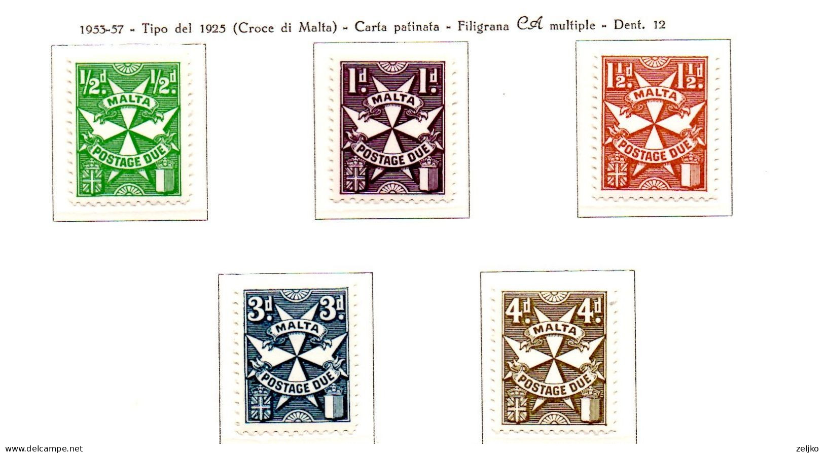 Malta, MNH, Postage Due, 1953, Michel 21- 25 - Malte