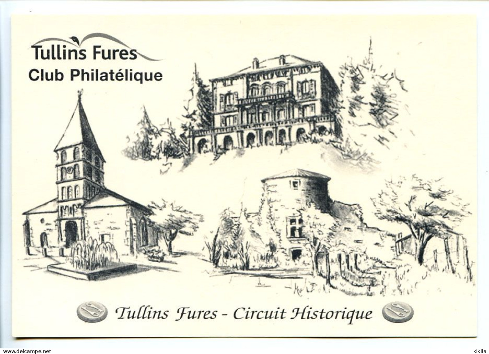 CPM 10,5 X 15  Isère TULLINS FURES Circuit Historique L'Eglise St Laurent Des Prés  La Tour Du Château Féodal  L'Hôtel * - Tullins