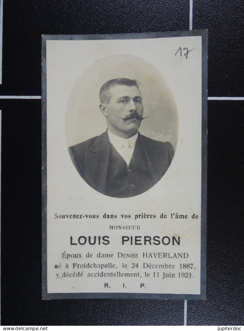 Louis Pierson épx Haverland Froidchapelle 1887  1921  /17/ - Devotion Images