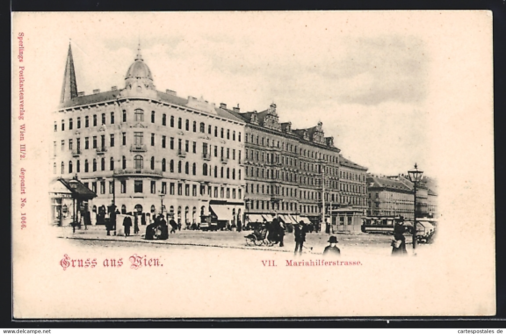 AK Wien, Mariahilferstrasse Mit Strassenbahn Und Passanten  - Autres & Non Classés