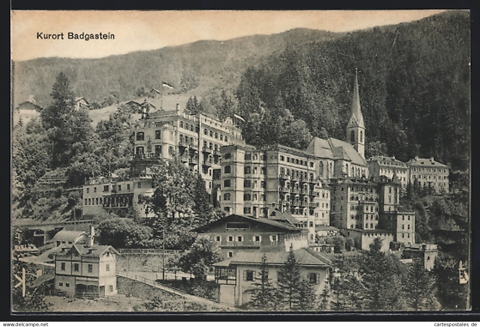 AK Badgastein, Teilansicht Vor Bewaldeten Bergen  - Other & Unclassified