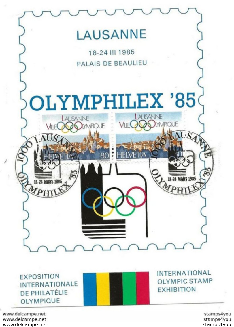 213 - 87 - Carte Avec Affranchissement Franco-Suisse - Oblit Spéciale Olymphilex 85 Lausanne - Other & Unclassified