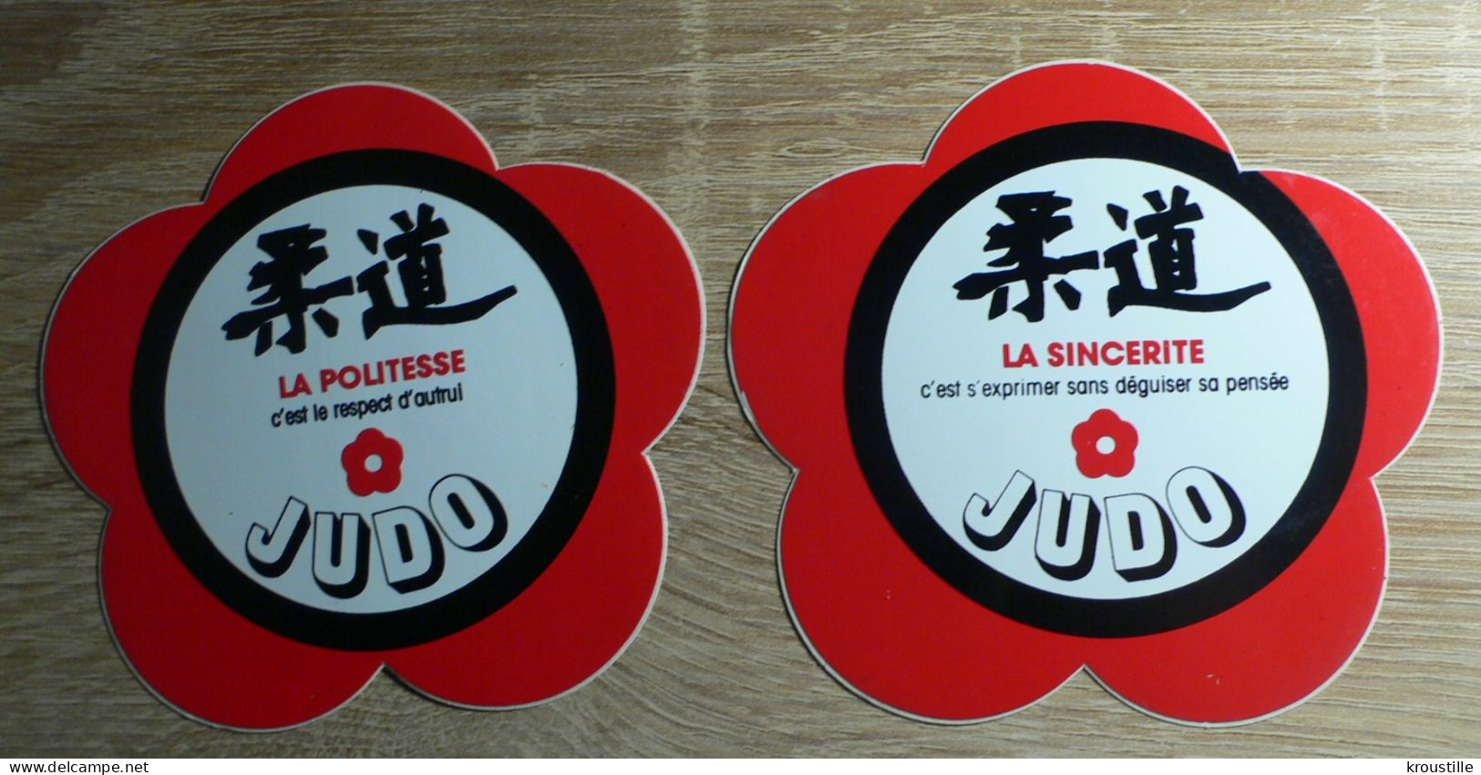 SPORT : LOT DE 8 AUTOCOLLANTS VALEURS JUDO - TOUS DIFFERENTS - Stickers